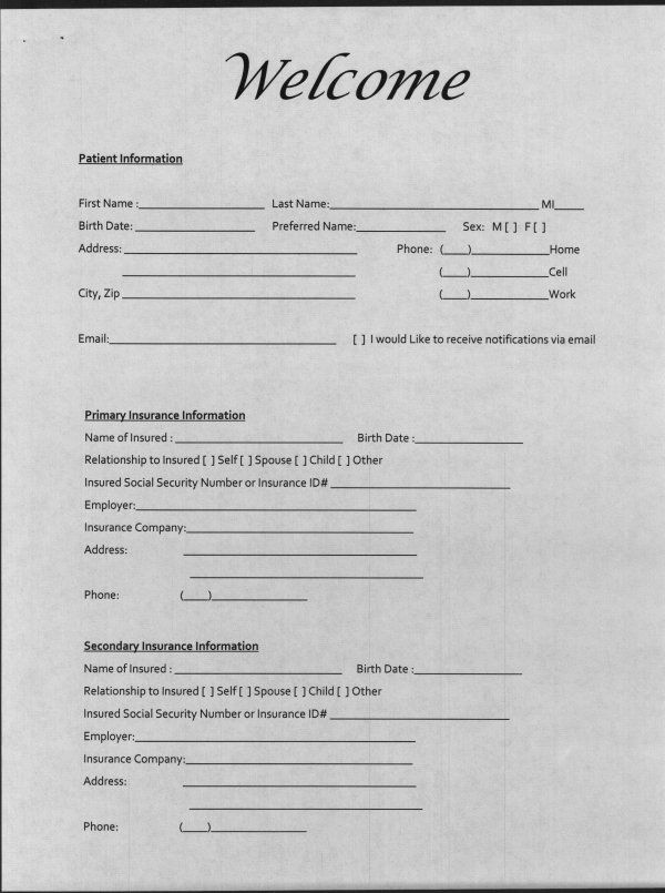 New Patient Form page 1