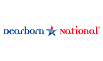 A logo for dearborn national with a red , white and blue star.