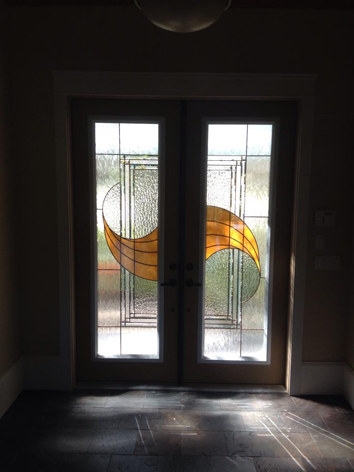 A door with a stained glass design on it