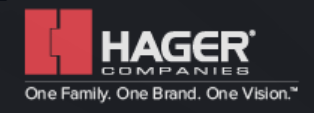 A hager company logo that says one family one brand one vision