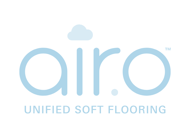 Airo logo in light blue with cloud icon and the words “Unified Soft Flooring”