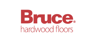 Bruce hardwood floors logo in red text on a white background