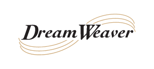 DreamWeaver logo in black script with gold swoosh lines