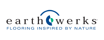 EarthWerks logo with blue arc over the “w” and tagline “Flooring Inspired by Nature”
