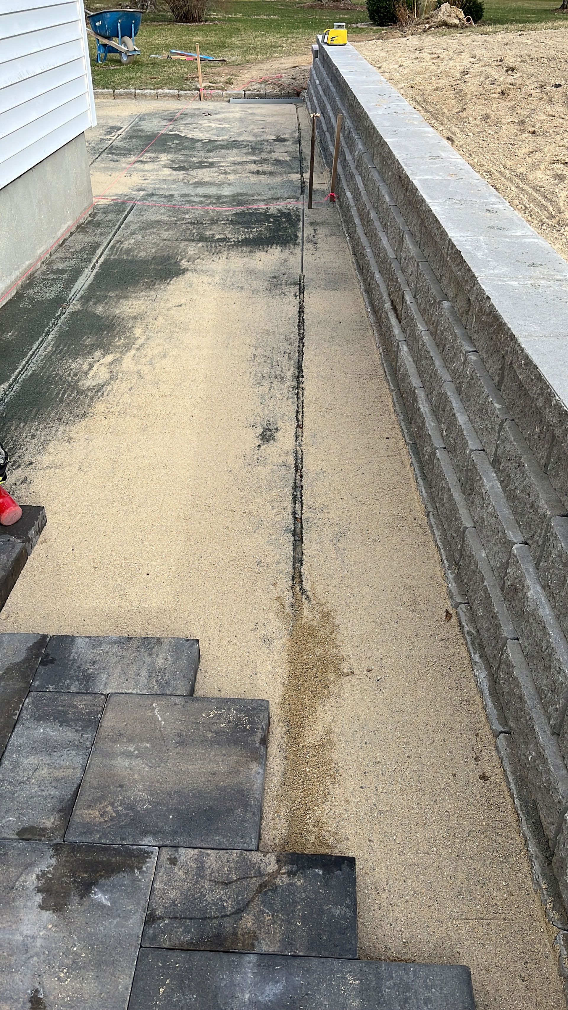 Retaining walls and walkway construction