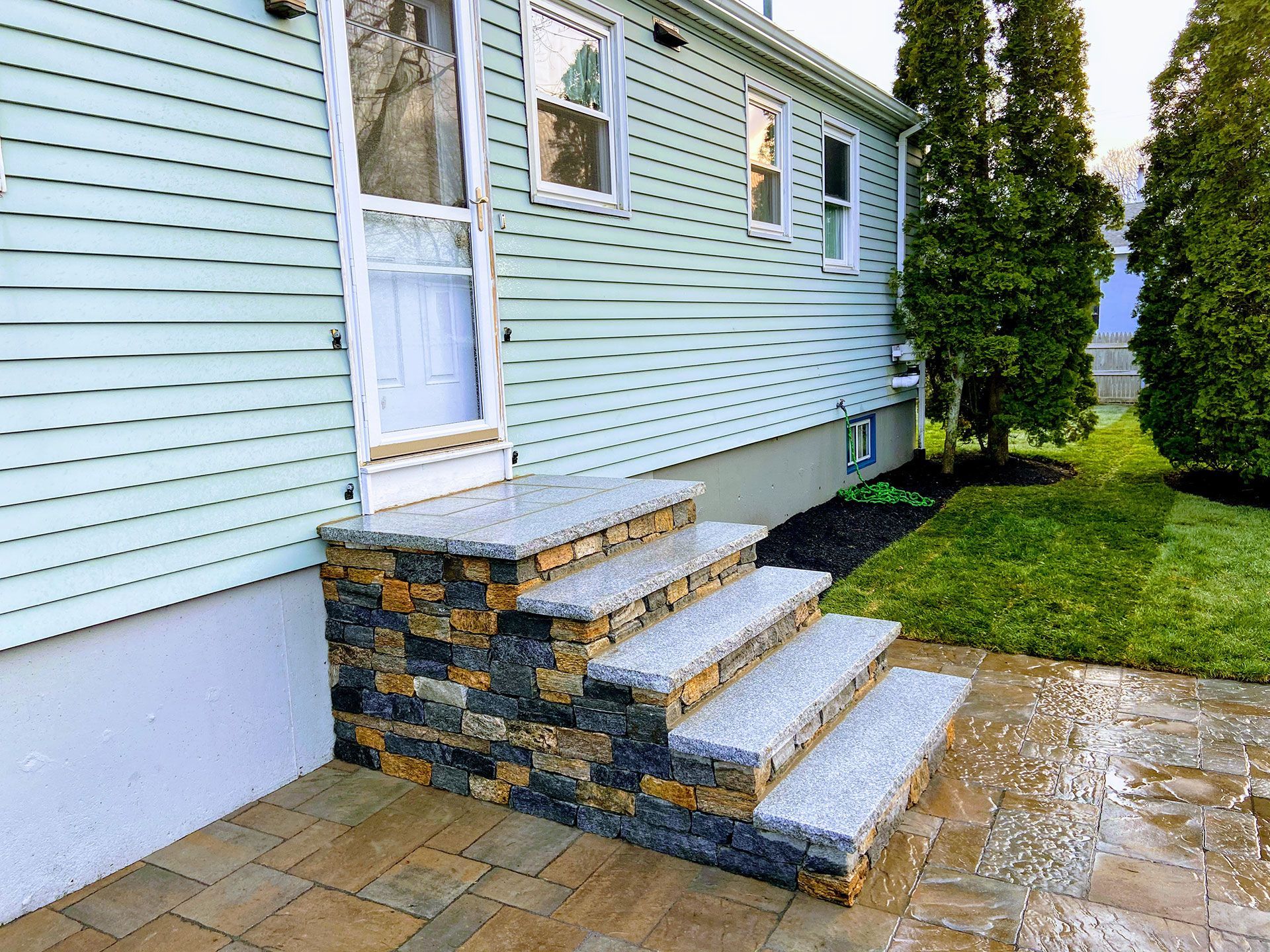Door steps and patio hardscaping
