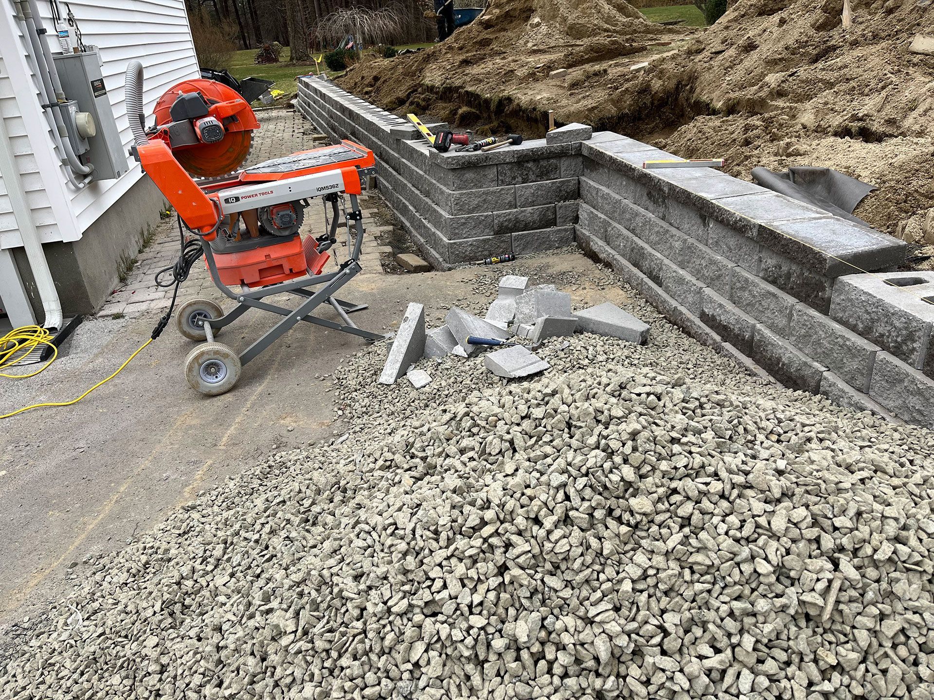 Retaining wall construction on going