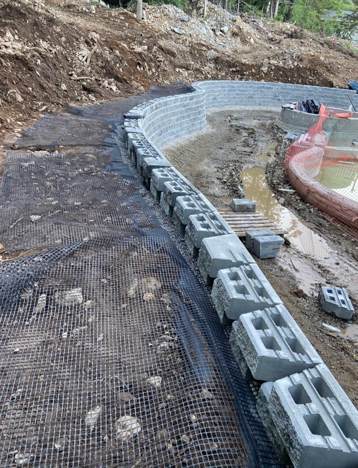 Landscape and hardscape construction in progress