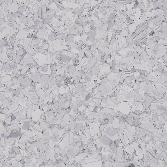 Light gray and white vinyl flooring chip texture, featuring a speckled, multi-tonal fragmented pattern.