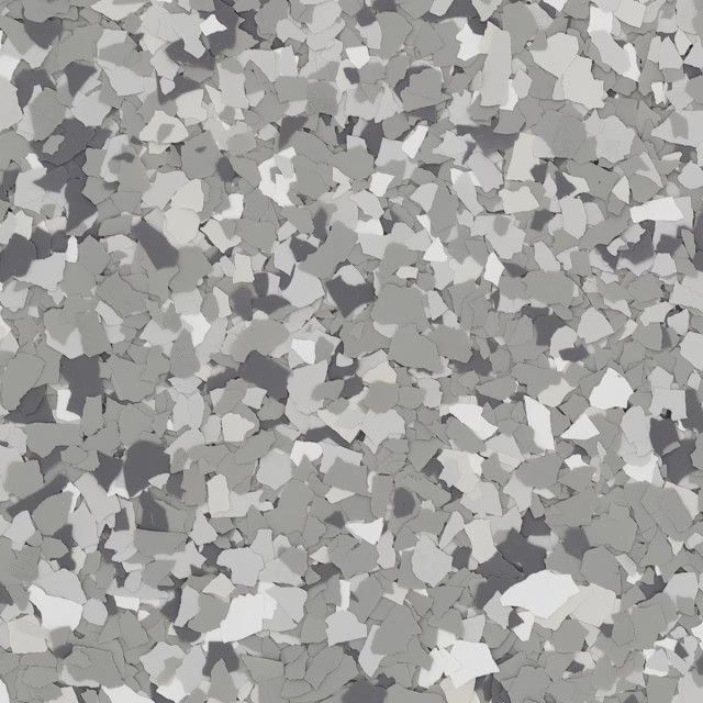 A seamless flooring texture featuring a dense, mottled pattern of overlapping white, gray, and dark charcoal vinyl chips.