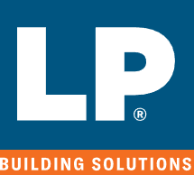 LP Building Solutions logo in white and orange on a blue background