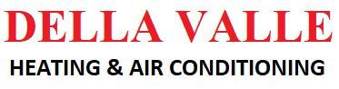Della Valle Heating & Air Conditioning logo with red and black text on a white background