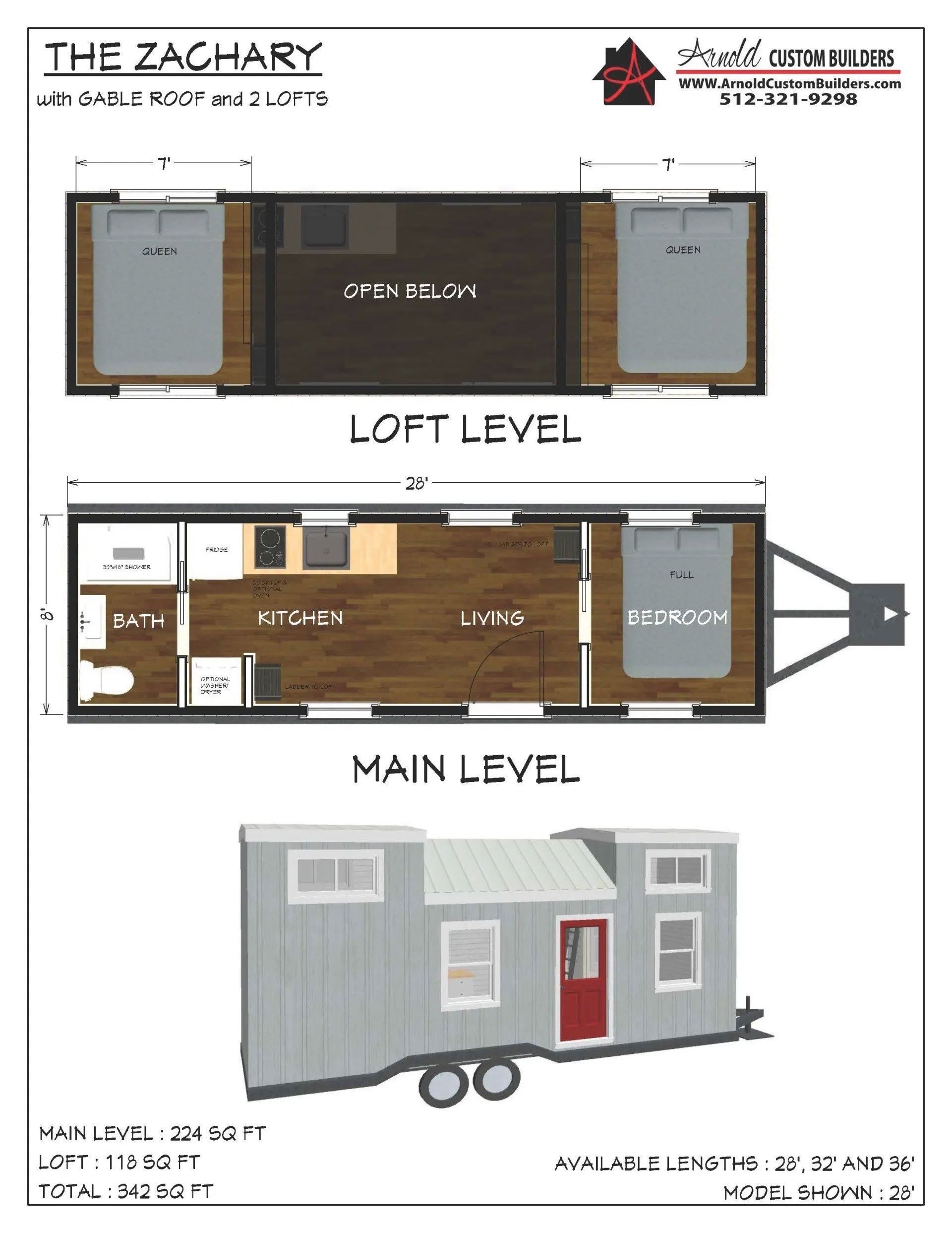 Arnold Custom Builders Tiny Home Floor Plans | Bastrop, TX