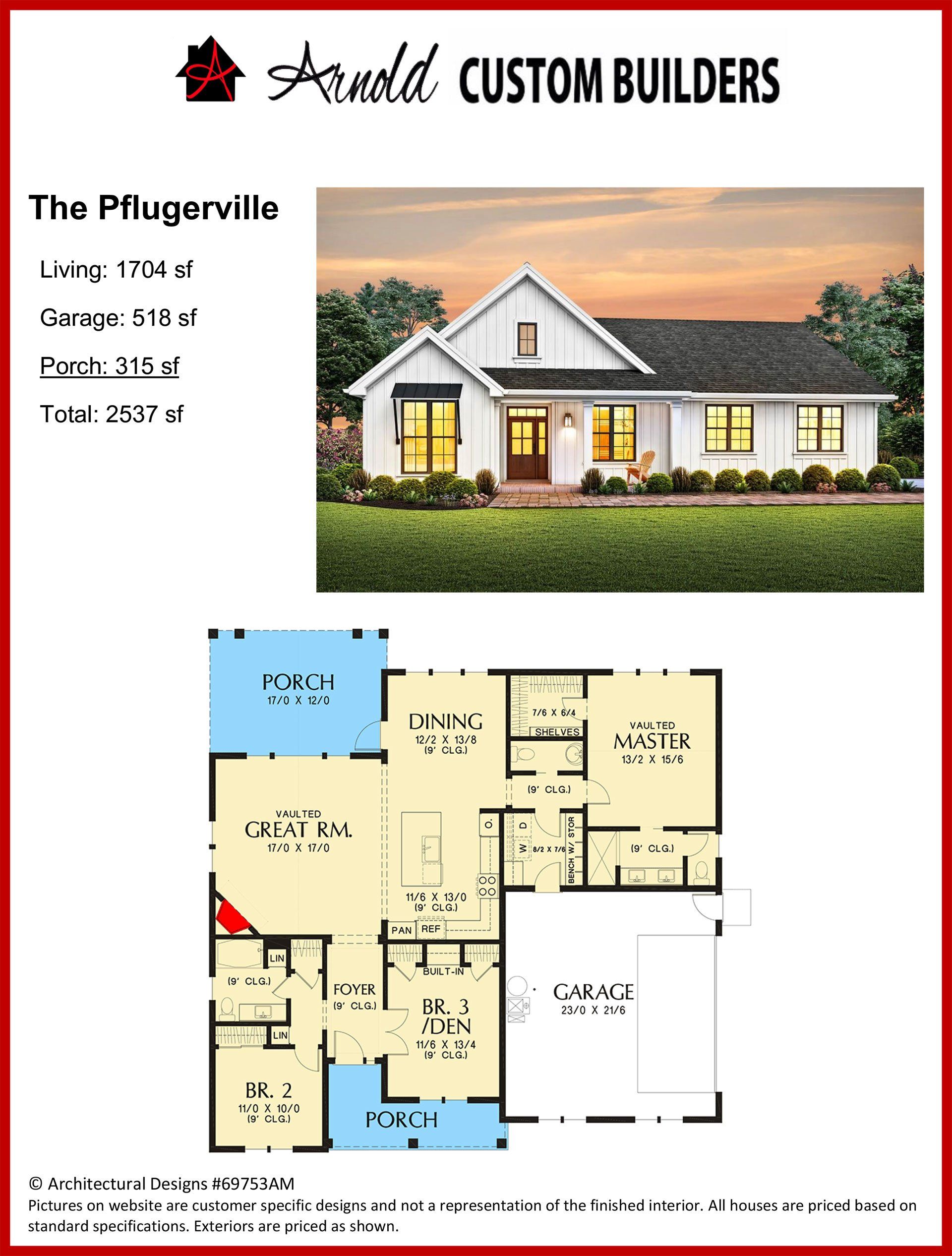 Arnold Custom Builders Custom Home Floor Plan Bastrop, TX