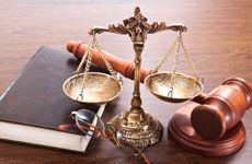 Scale of justice, gavel and law book