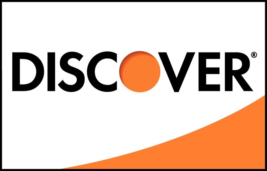 The logo for discover is black and orange on a white background.