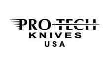 The logo for pro tech knives usa is black and white.