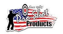 A pro shot products logo with an american flag in the background.
