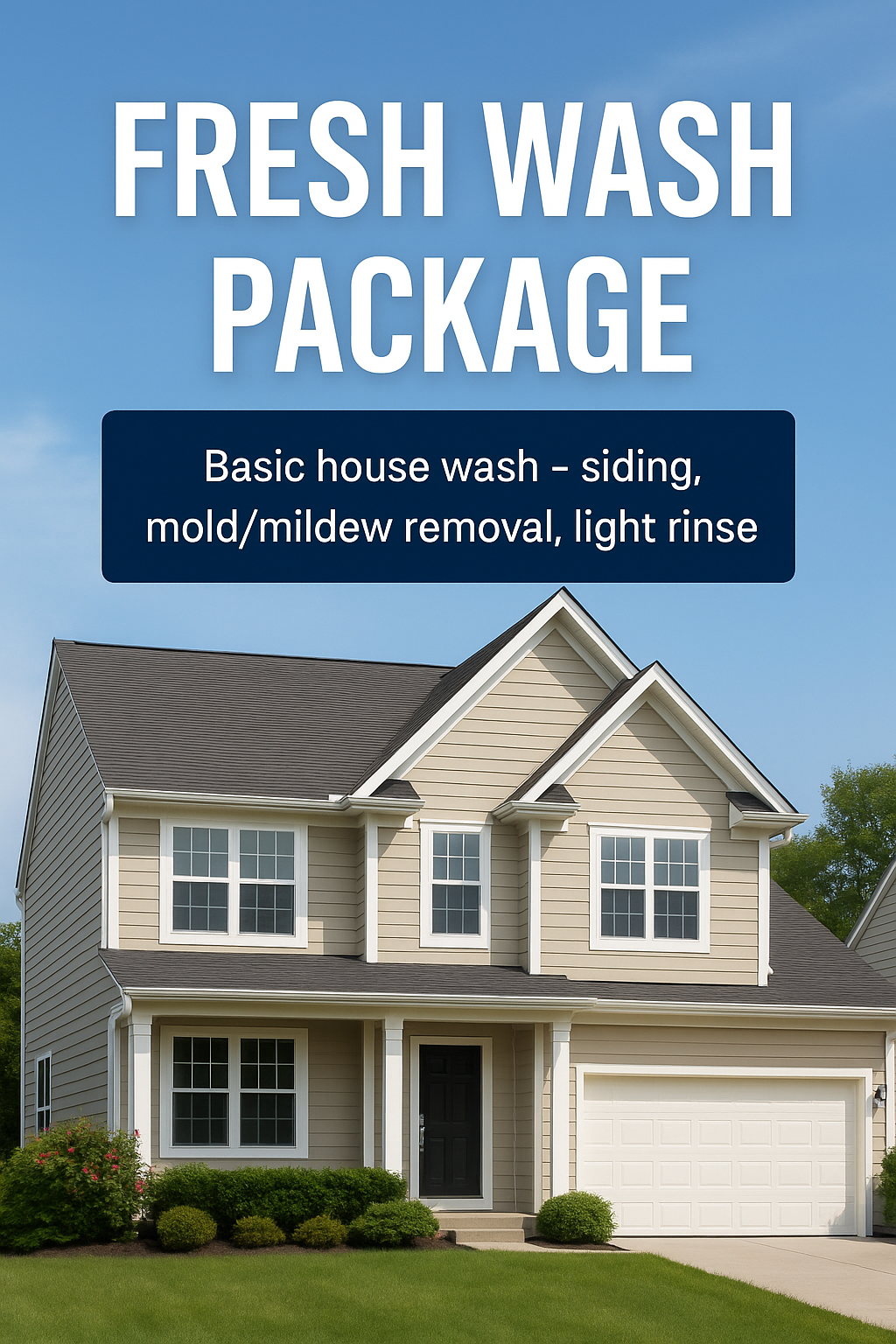 A house with the words fresh wash package on it