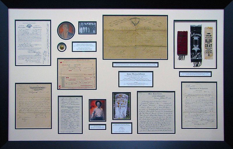 Civil war memorabilia collage frame