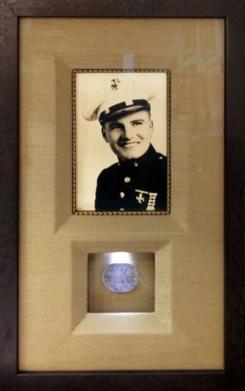Military portrait with dog tag
