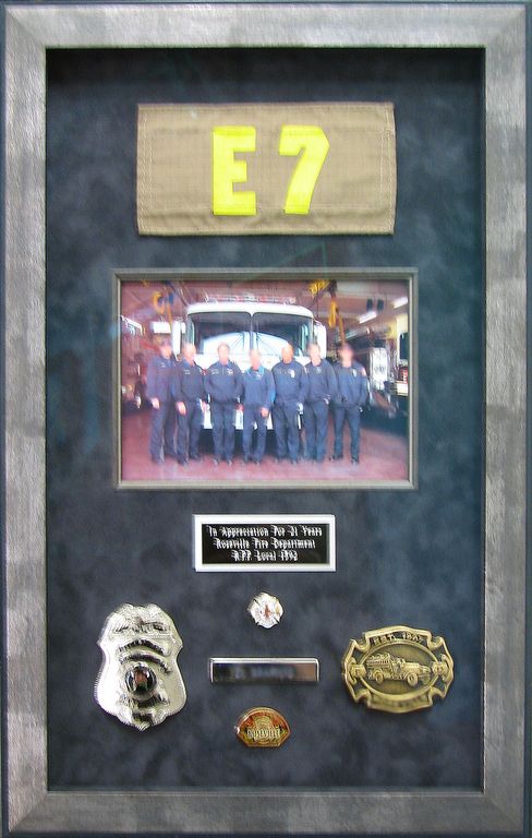 Fireman's retirement memorabilia frame