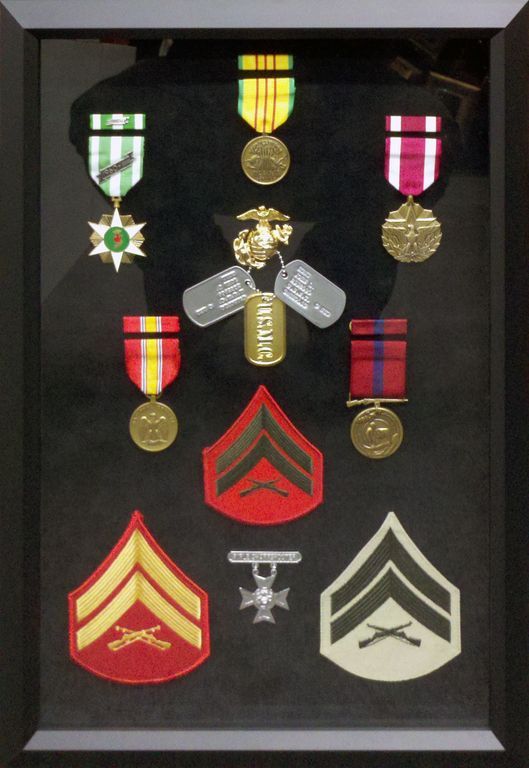 Military shadow box memorabilia frame