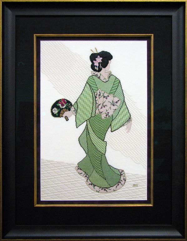 Counted cross stitch framed