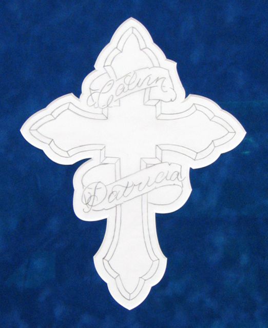 A cross with the name Patricia on it