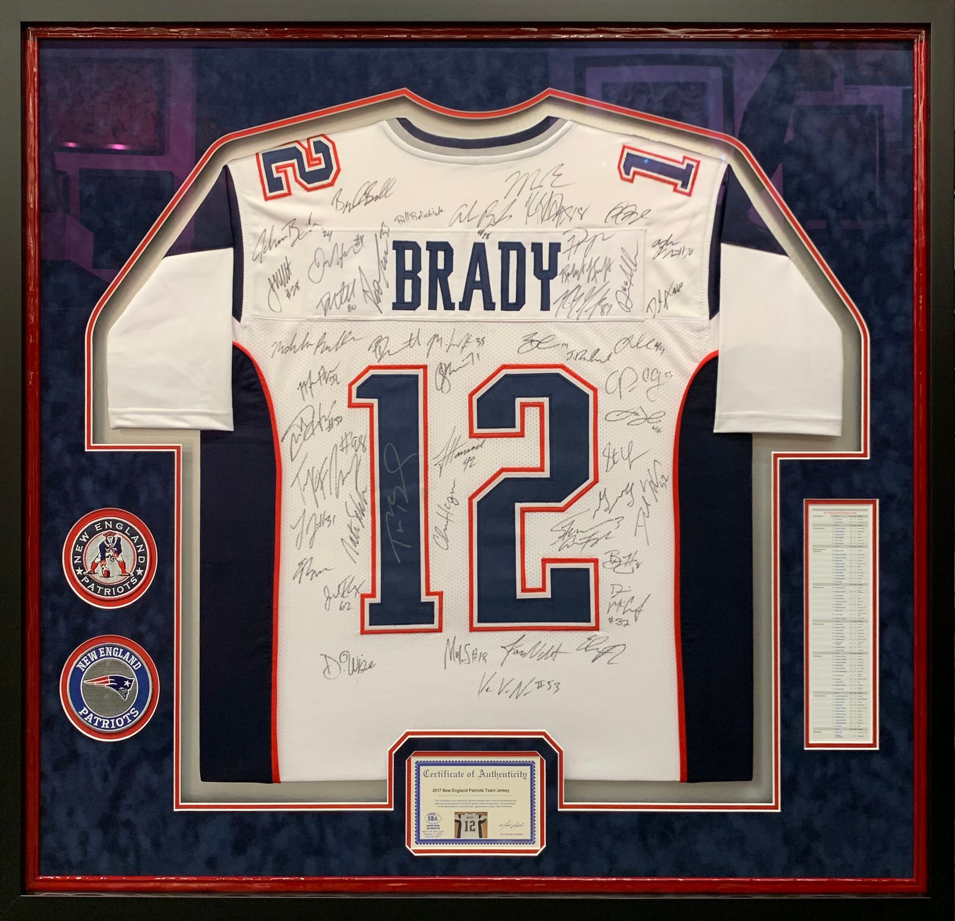 A framed jersey with the number 12 on it