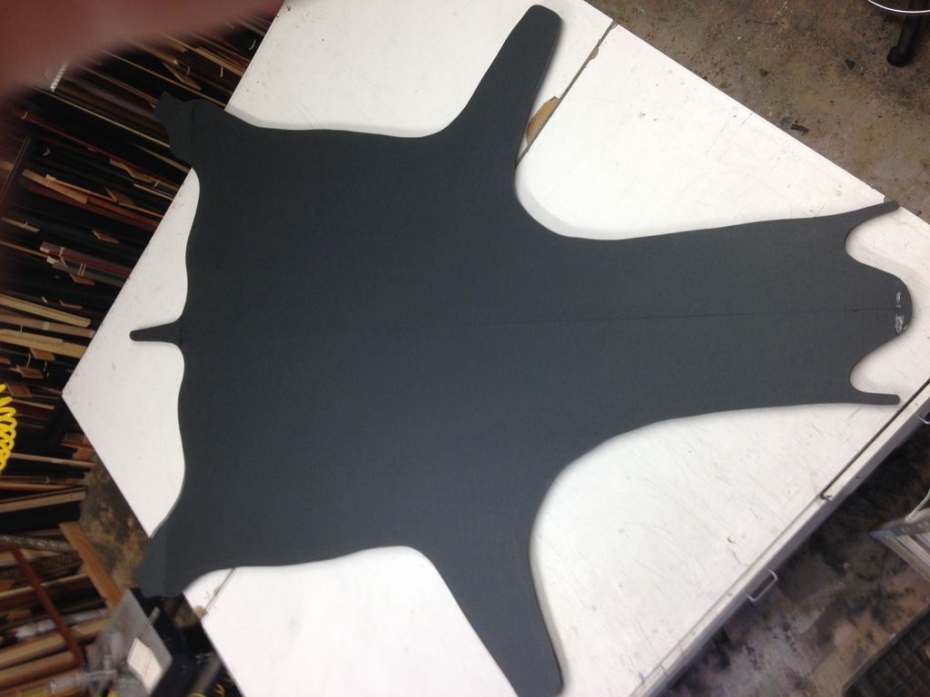 A black silhouette is on a white surface
