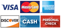 Visa | Mastercard | American Express | Discover | Cash | Personal Check