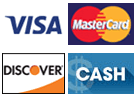 Visa | Mastercard | American Express | Discover | Cash 