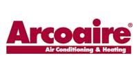 The logo for arcoaire air conditioning and heating is red and white.