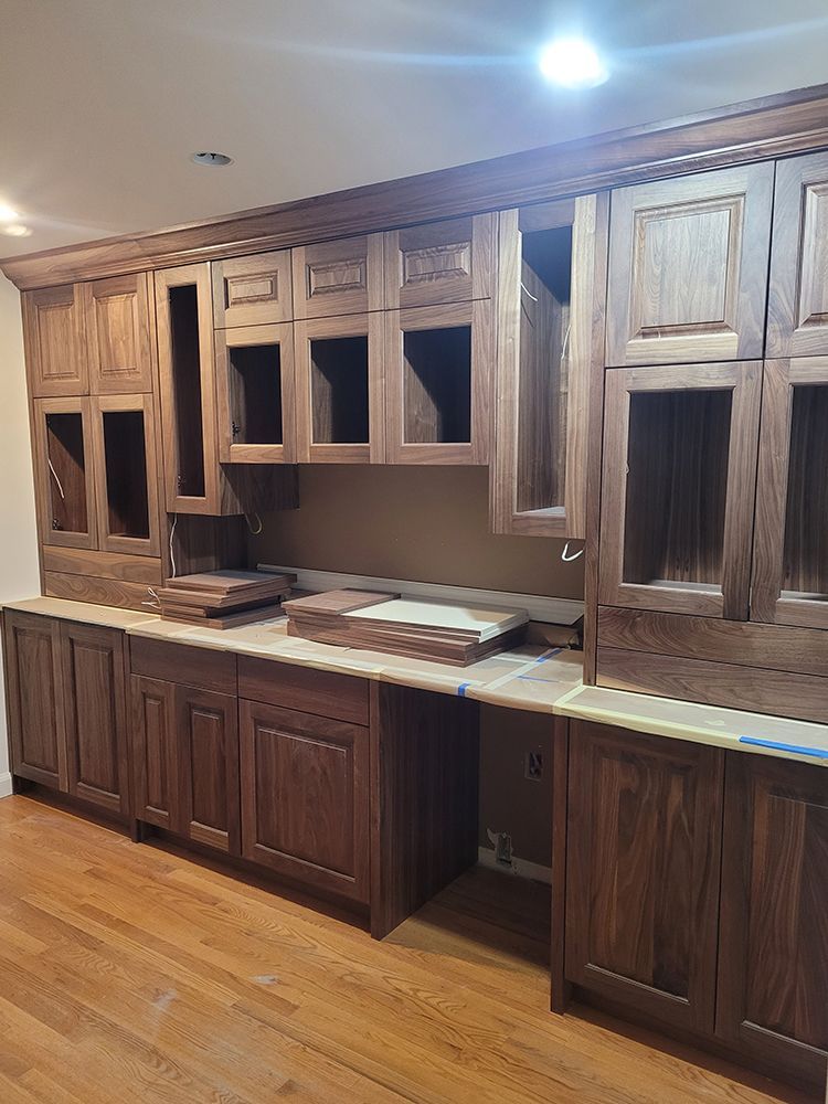 Wood kitchen cabinets
