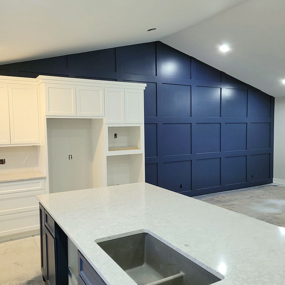 Kitchen cabinets and wall