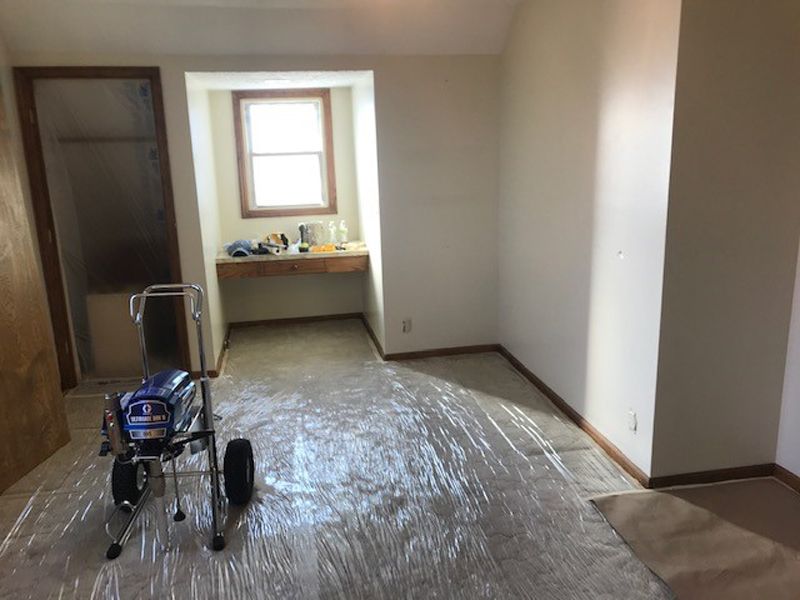 Before Spraying Bedroom Protecting Floors Etc