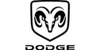 A black and white dodge logo with two rams on it.