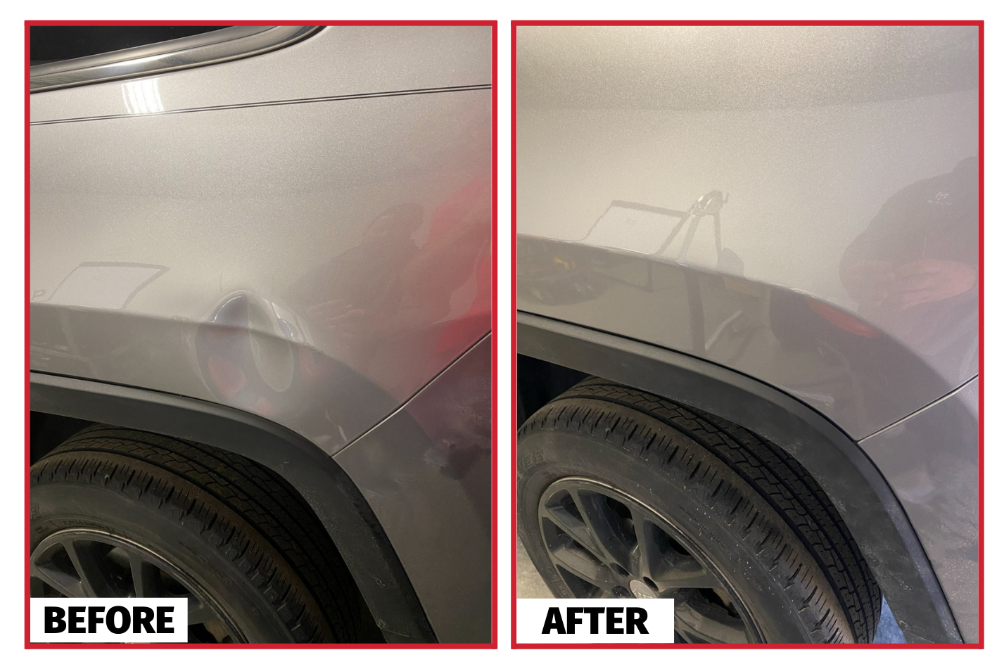 HM Dent Works before and after dent repair 