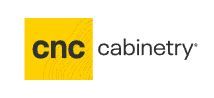 The cnc cabinetry logo is yellow and black on a white background.