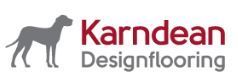 A logo for karndean design flooring with a dog on it.
