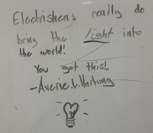 A white board with the words