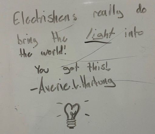 A white board with the words