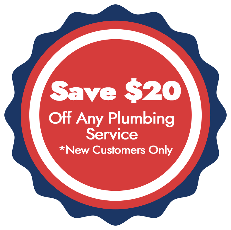 A sticker that says save $ 20 off any plumbing service