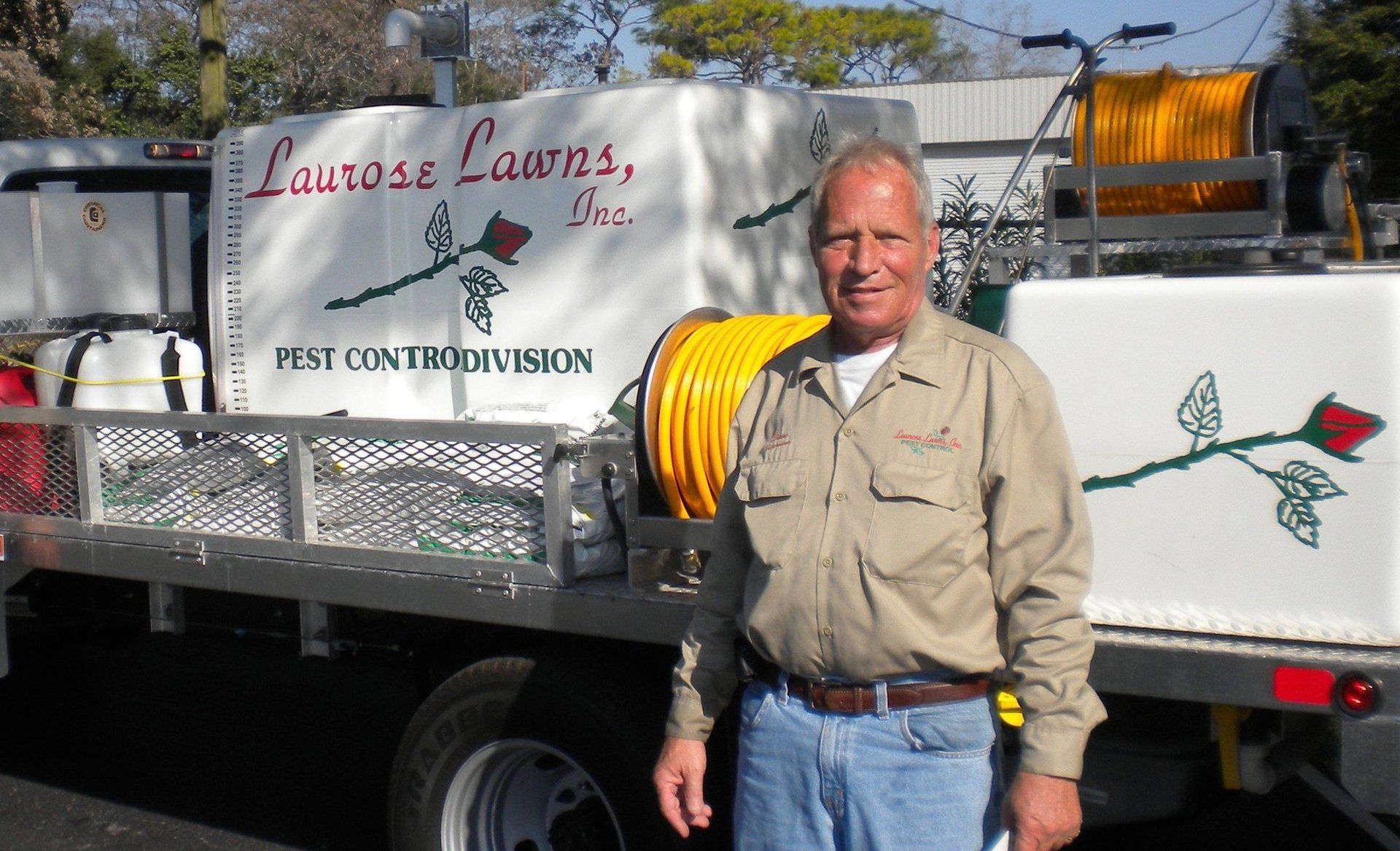Laurose Lawns Inc. Truck and our Pest Control Manager