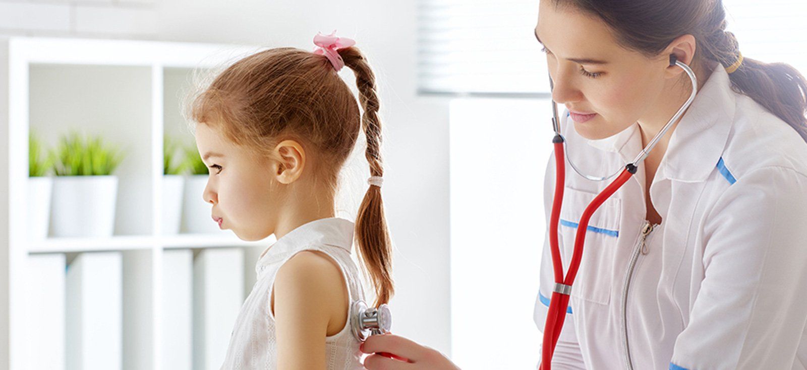 Checking young girl's lungs