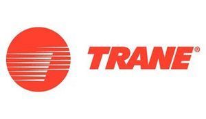 Trane logo: Orange circle with white lines, 
