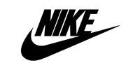 Black Nike logo with swoosh on a white background