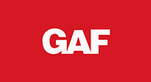 GAF logo in white text on a red background.