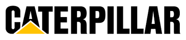 Caterpillar logo: Black text with a yellow triangle and a black outline.